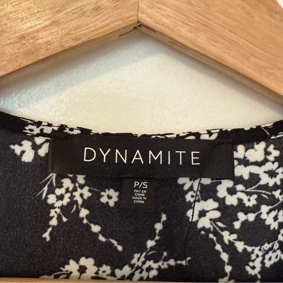 Dynamite Black and White Wrap Front Mini Dress - Picture 4 of 4